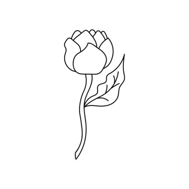 Sayfa boyama kitabı. Haşhaş, lale ya da yapraklı şakayık, çimen. El çizimi beyaz üzerine izole edilmiş çiçek. Taslak vektör stok çizimi. EPS 10