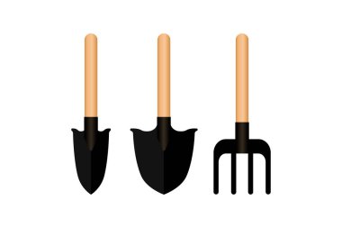 Bahçe malzemeleri beyaza izole edilmiş ikonlar. Bahçe sembolü Vektör hisse senedi çizimi. EPS 10