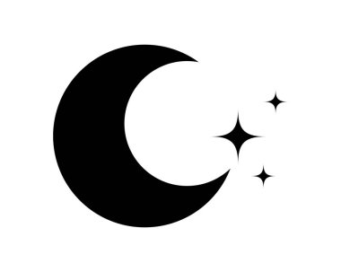 Ay simgesi beyazda izole edildi. Mistik sembol. Çizgi film tarzı. Vektör hisse senedi çizimi. EPS 10