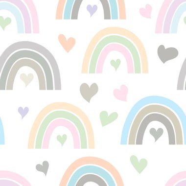 Boho gökkuşağı seti simgeleri beyaza izole edildi. Vektör hisse senedi çizimi. EPS 10