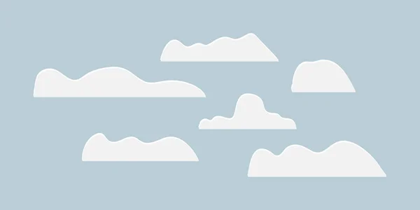 Céu Doodle Com Nuvens Ícone Conjunto Neve Isolado Branco Desenhos — Vetor de Stock
