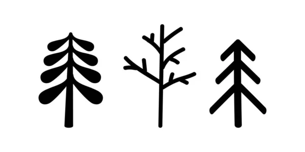 Ícone Conjunto Árvore Doodle Isolado Branco Esboçar Natureza Ilustração Stock —  Vetores de Stock
