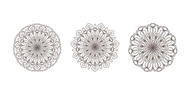 Mandala çizimi beyazda izole edilmiş. Boyama sayfası gübresi. Taslak vektör stok çizimi. EPS 10