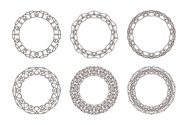 Cadre Contour Isolé Sur Blanc Coloriage Frontière Intersection Des Lignes — Image vectorielle