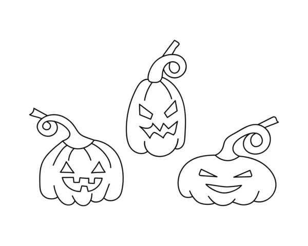 Mão Desenho Doodle Ícone Abóbora Isolado Branco Delineie Símbolo Halloween — Vetor de Stock