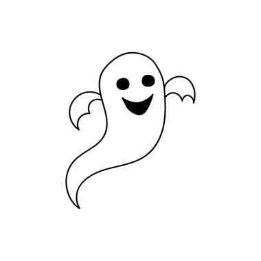 Cadılar Bayramı ikonu için karalama ruhu beyazda izole edilmiş. El çizimi sanatı. Taslak vektör stok çizimi. EPS 10