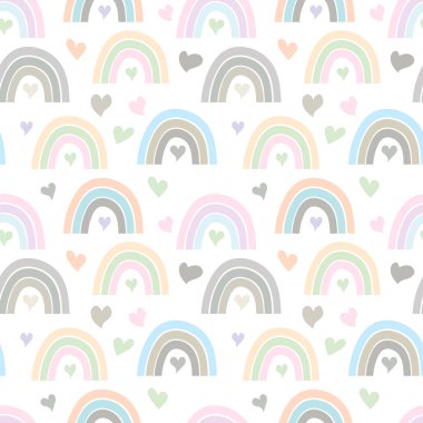 Boho gökkuşağı, kalbi beyazda izole. Vektör hisse senedi çizimi. EPS 10