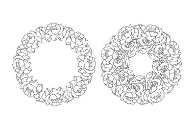 Doodle zariflik kenar simgesi beyaza izole edildi. Düğün tasarımı için çiçek ve yaprak çerçevesi, kart. Çiçekli el çizimi. Taslak vektör stok çizimi. EPS 10