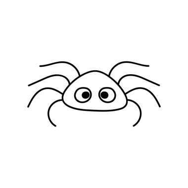 Doodle örümcek ikonu beyaza izole edilmiş. Cadılar Bayramı sembolü Taslak vektör stok çizimi. EPS 10