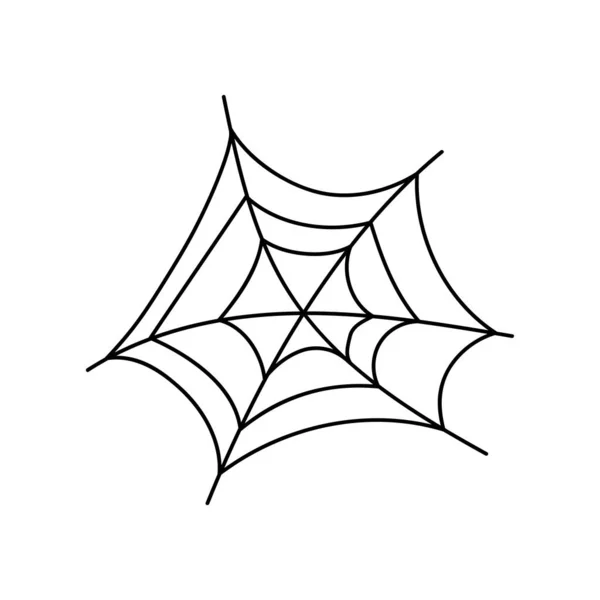 白色上孤立的涂鸦蜘蛛网络图标 万圣节的象征 素描矢量种群图解 Eps — 图库矢量图片