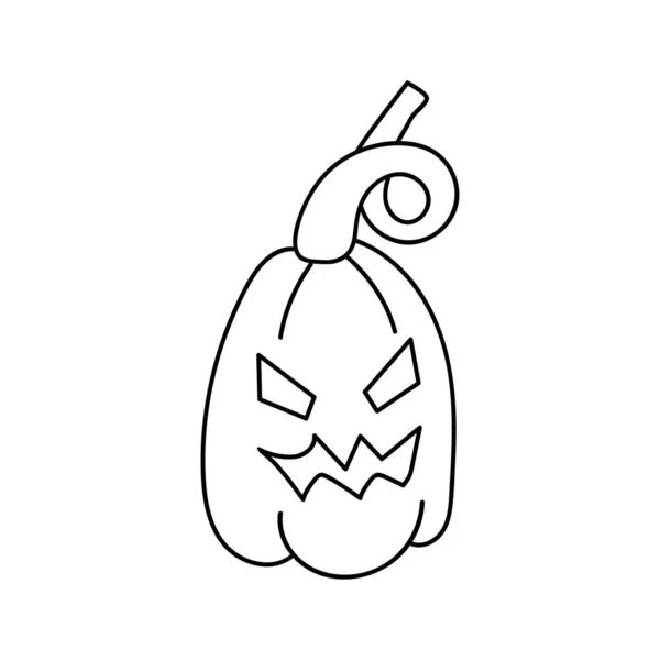 Mão Desenho Doodle Ícone Abóbora Isolado Branco Delineie Símbolo Halloween — Vetor de Stock