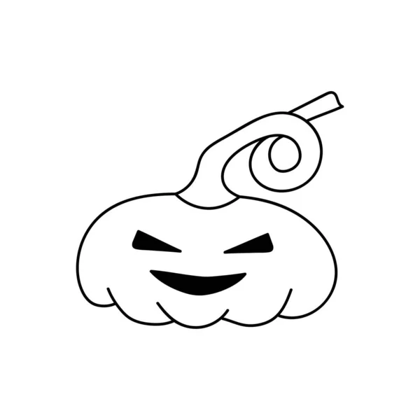 Mão Desenho Doodle Ícone Abóbora Isolado Branco Delineie Símbolo Halloween — Vetor de Stock