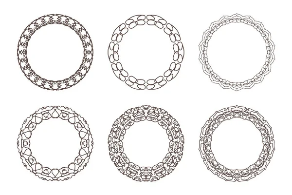 Cadre Contour Isolé Sur Blanc Coloriage Frontière Intersection Des Lignes — Image vectorielle