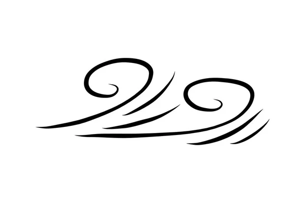 Kreslení Větru Nebo Vln Ručně Izolované Ikony Náčrt Logo Obrys — Stockový vektor