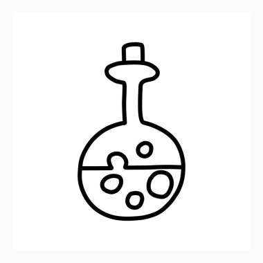 Fen laboratuarı şişesi. Kimya araştırması. Doodle tıp ikonu. Baloncuklu matara. Test tüpü. Hemical vektör stok çizimi. EPS 10