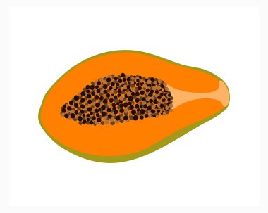 Papaya simgesi beyaz üzerine izole edilmiş. Tatlı yemek. Vektör hisse senedi çizimi. EPS 10