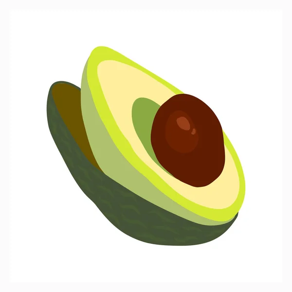 Avocado Icon Isolated White Food Flat Design Vector Stock Illustration — Stock Vector