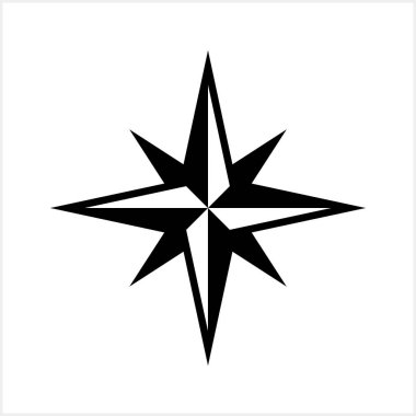 Rüzgar gülü geriye dönük tasarımı izole edildi. Pusula yıldız seyrüsefer kadranı. Vektör stok illüstrasyonu