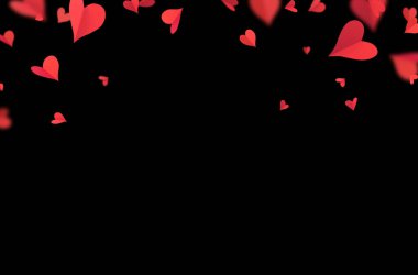 Kağıt kalpler uçuşuyor, izole edilmiş, geçmiş, aşk, romantik, sevgililer günü, kırmızı kalpler