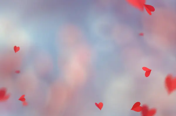 Kağıt kalpler uçuşuyor, izole edilmiş, geçmiş, aşk, romantik, sevgililer günü, kırmızı kalpler