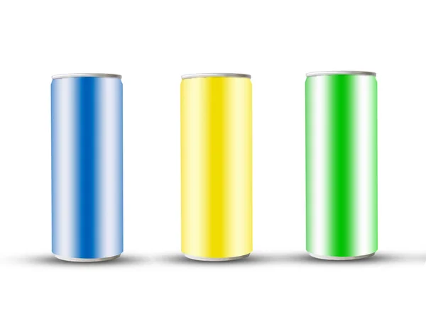 Blue Golden Green Aluminum Can Isolate White Background — Stockfoto
