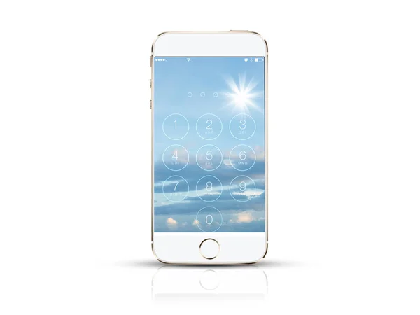 Teléfono Inteligente Blanco Aislado Pantalla White Lock — Foto de Stock