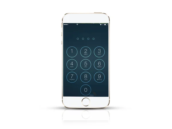 Bílý Chytrý Telefon Izolované Bílém Uzamknout Obrazovku — Stock fotografie