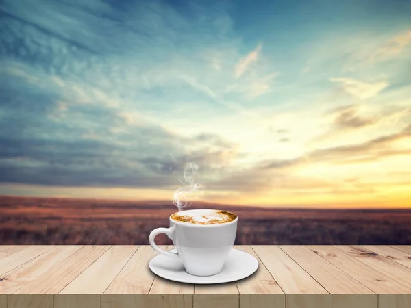 Kaffe Kaffe Espresso Kopp Kaffe Träskiva Med Natur Bakgrund — Stockfoto