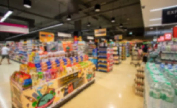 Zamazany Obraz Supermarket Nawy Półki Koncepcja Biznesowa — Zdjęcie stockowe