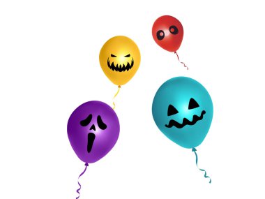 Beyaz arka plan üzerinde Cadılar Bayramı için korkunç hava balonları