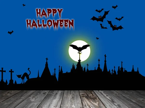 Halloween Hintergrund Mit Leeren Holzplanken Dunkler Gruselhintergrund — Stockfoto