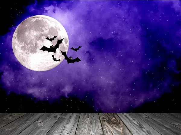 Halloween Hintergrund Mit Leeren Holzplanken Dunkler Gruselhintergrund — Stockfoto