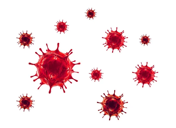 Coronavirus COVIT-19. Beyaz arkaplanda yüzen virüs