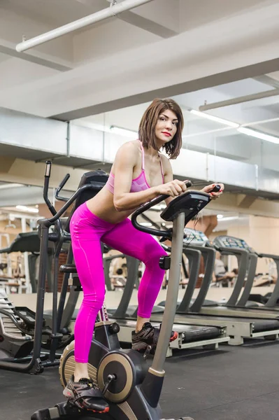 Beautiful Sexy Woman Athletic Build Engaged Workouts Gym Physical Training — Stock Photo, Image