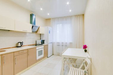 Rusya, Moskova- 20 Eylül 2017: iç oda daire. hostel standart onarım dekorasyon