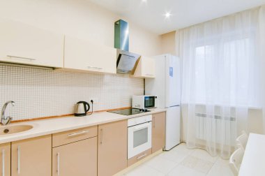 Rusya, Moskova- 20 Eylül 2017: iç oda daire. hostel standart onarım dekorasyon