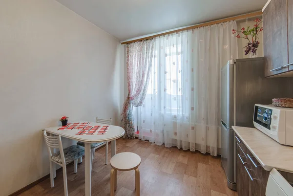 Russia Mosca Settembre 2017 Appartamento Con Camera Interna Cucina Sala — Foto Stock