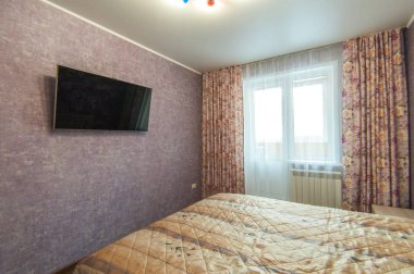 Rusya, Moskova- 13 Haziran 2018: iç oda daire. hostel standart onarım dekorasyon