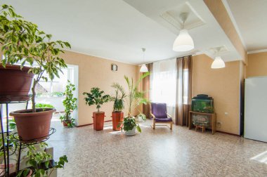 Rusya, Moskova... 26 Haziran 2018: iç oda dairesi. Yurtta standart onarım dekorasyonu