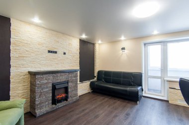 Rusya, Moskova - Mayıs 05, 2018: iç oda dairesi. Yurtta standart onarım dekorasyonu