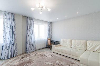 Rusya, Moskova - Mayıs 07, 2018: iç oda dairesi. Yurtta standart onarım dekorasyonu