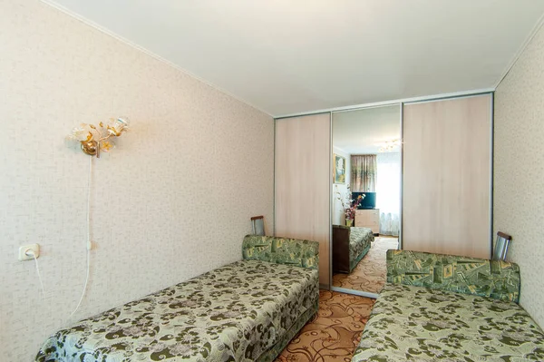 Rússia Moscou Maio 2018 Apartamento Quarto Interior Decoração Padrão Reparo — Fotografia de Stock