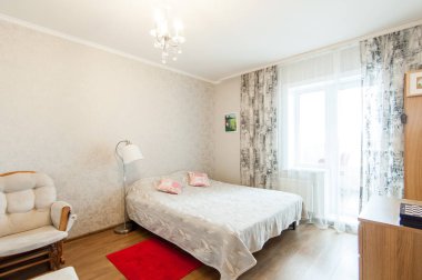 Rusya, Moskova... 21 Mayıs 2019: İç mekan dairesi. standart tamir dekorasyonu