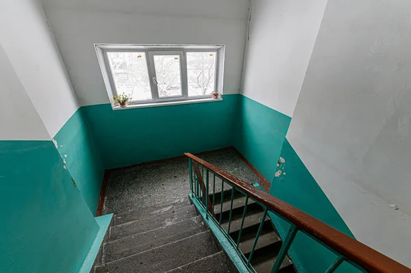 Russia, Moscow- February 10, 2020: interior public place, house entrance. doors, walls, staircase corridors