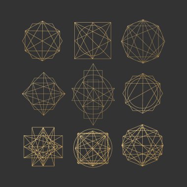 Vector set of sacred geometry design elements. Alchemy, religion, philosophy, spirituality, hipster symbols and elements. clipart