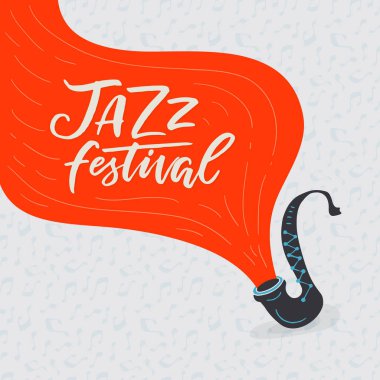 Caz Festivali afiş şablon saksafon ile vektör. Mükemmel müzik olayları, caz konserleri için.