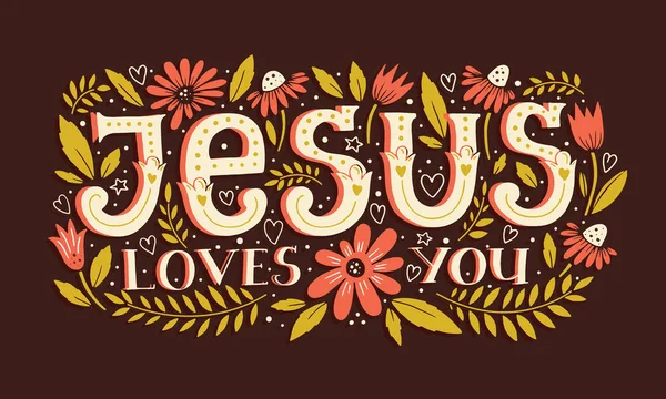 Vektorové Náboženství Písma Ježíš Vás Miluje Moderní Nápis Ilustrace Košile — Stockový vektor