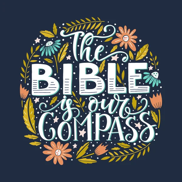 Letras Religiones Vectoriales Biblia Nuestra Brújula Letras Modernas Camiseta Diseño — Vector de stock