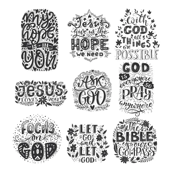 Vector Set Religions Lettering Modern Bible Lettering Illustration Shirt Hand — Stock Vector