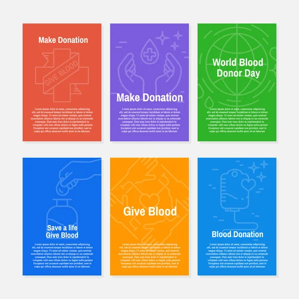 Vector Blood Donation Flyers Medical Donation Symbols Blood Donor Day — 图库矢量图片